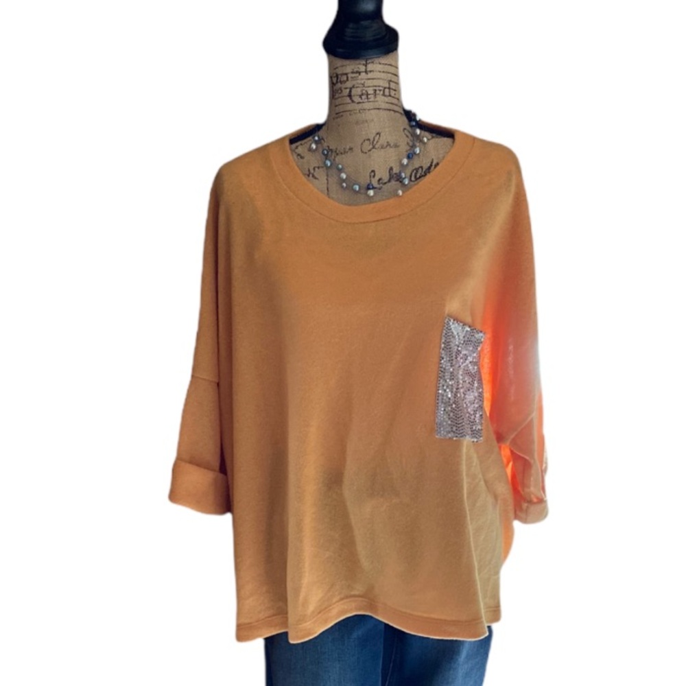 White birch mustard /silver long sleeved sweater